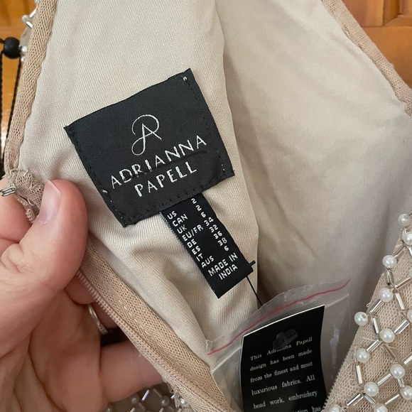 Adrianna Papell Anthropologie Champagne Bryce Beaded Gown Dress Sz 2 NWT - Picture 11 of 14